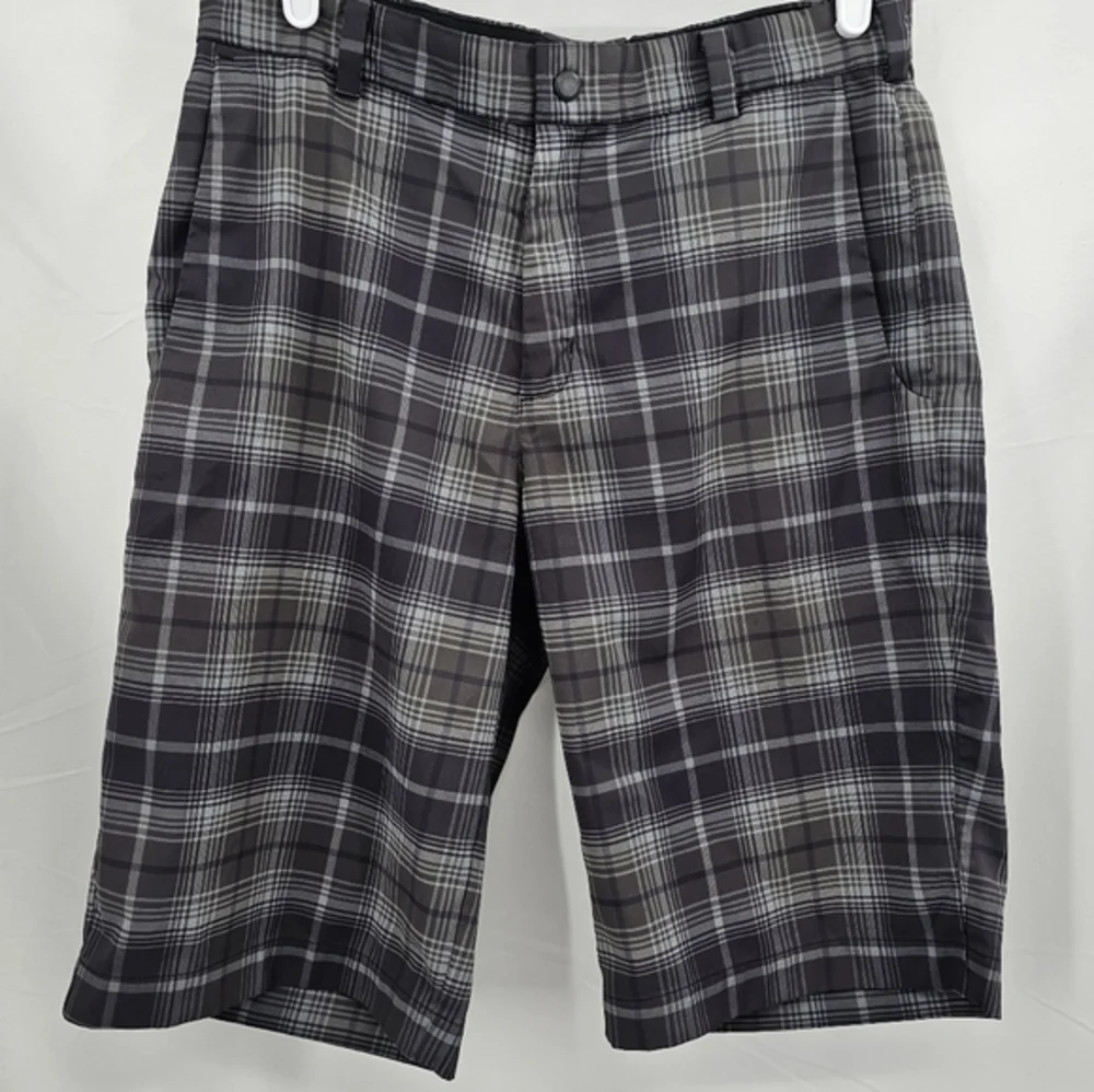 Nike Golf‎ Tour Performance Dri-Fit Plaid Gray Black Golf Shorts Men's Size 30.